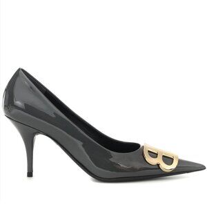 Balenciaga Glossy Leather Logo Pumps (Size 39.5 (9.5))